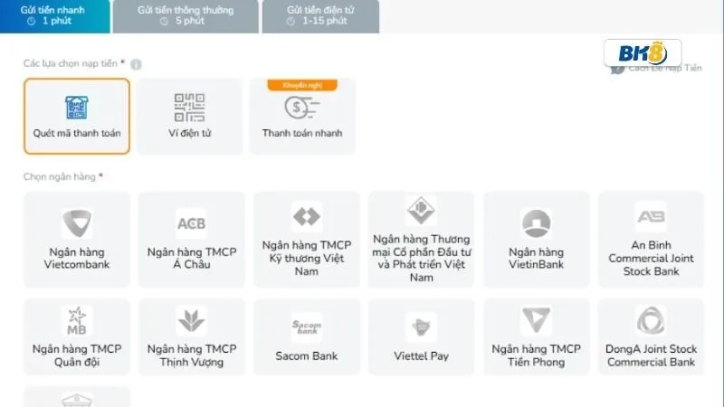Nhập thông tin nạp tiền đúng quy định